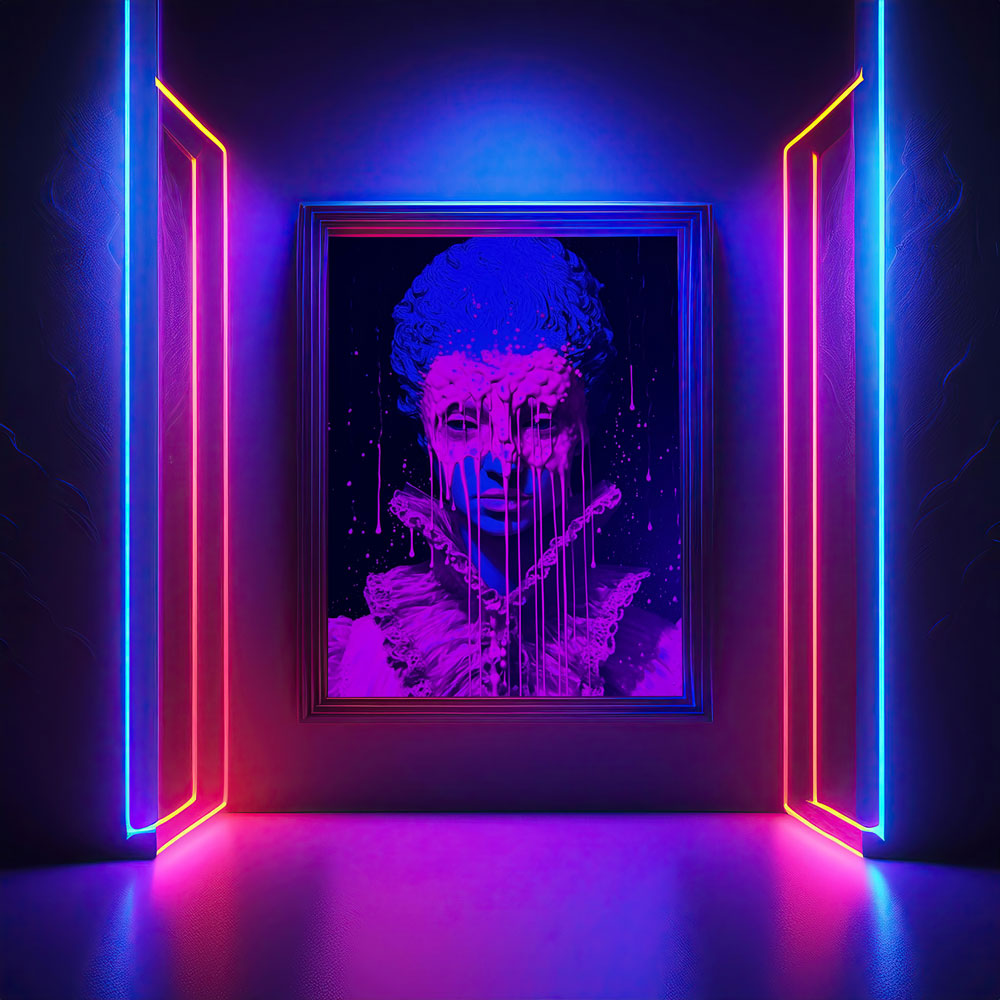 Rožinė Kaukė - Drobė Su Neonu