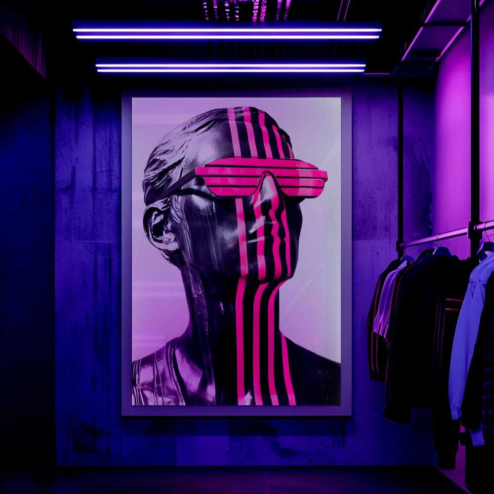 Rožinės Juostelės – Drobė Su Neonu