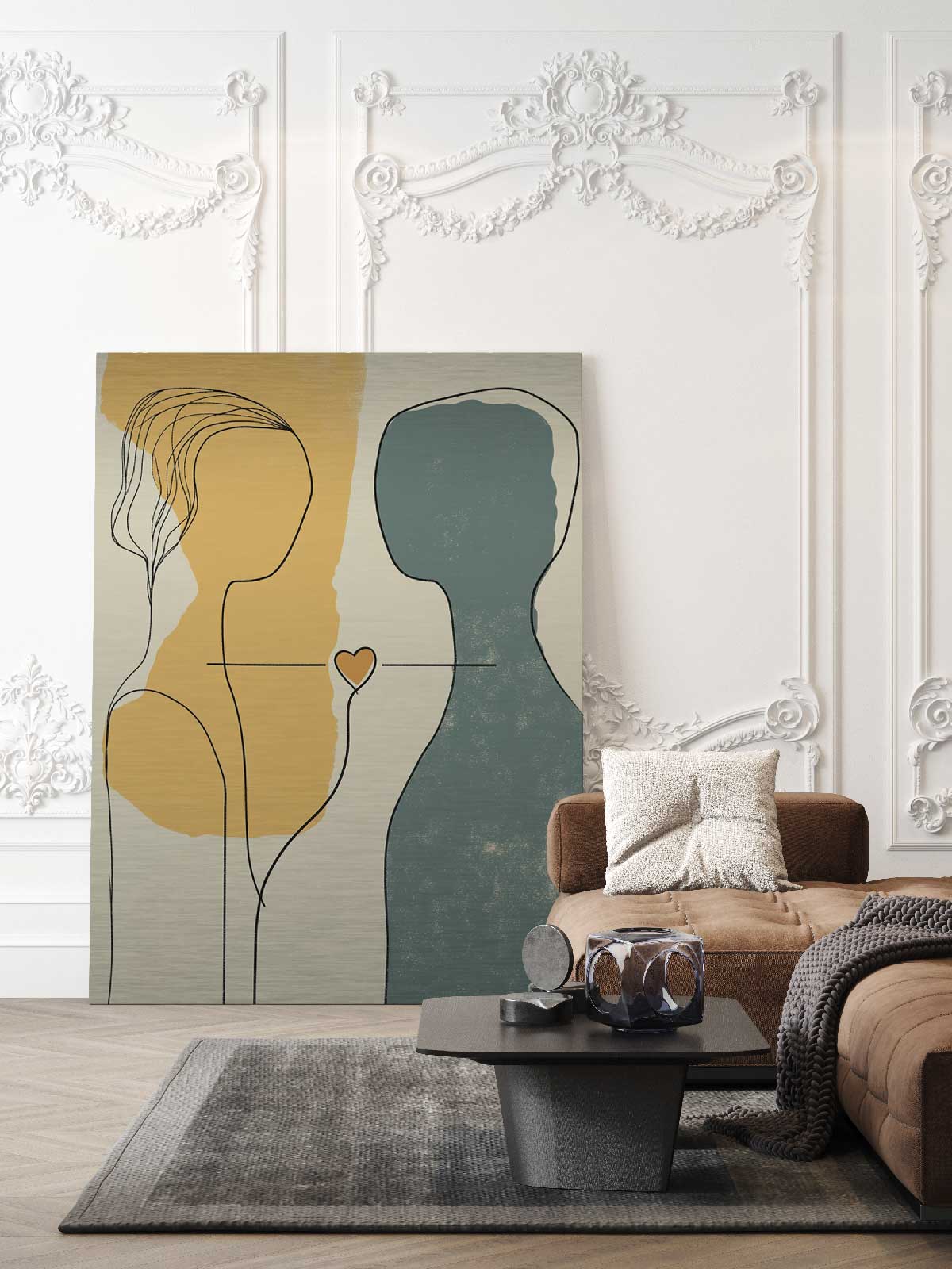 Minimalist Love Line Art - Aluminium Print