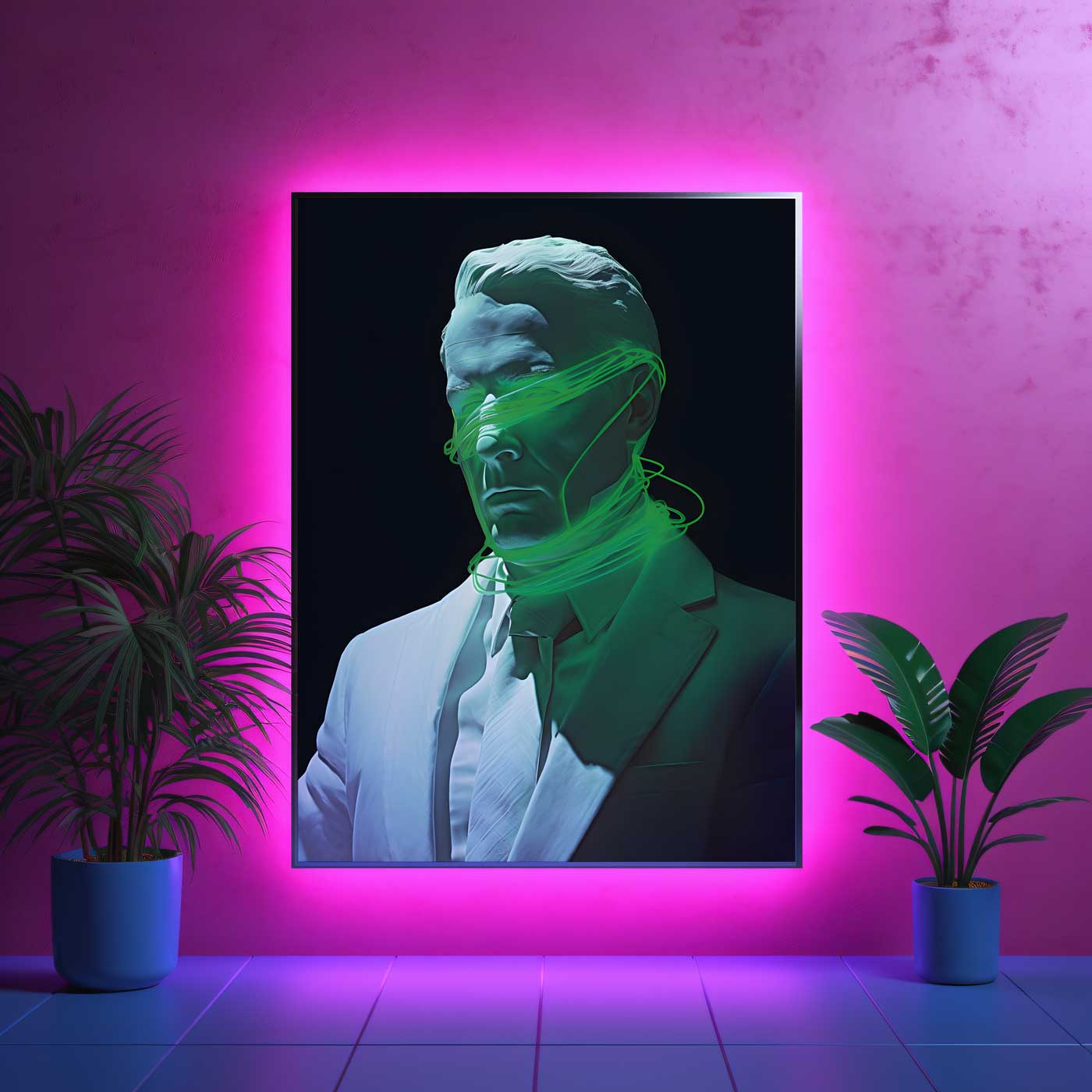 Neonu Švytintis Vyras - Neono Paveikslas