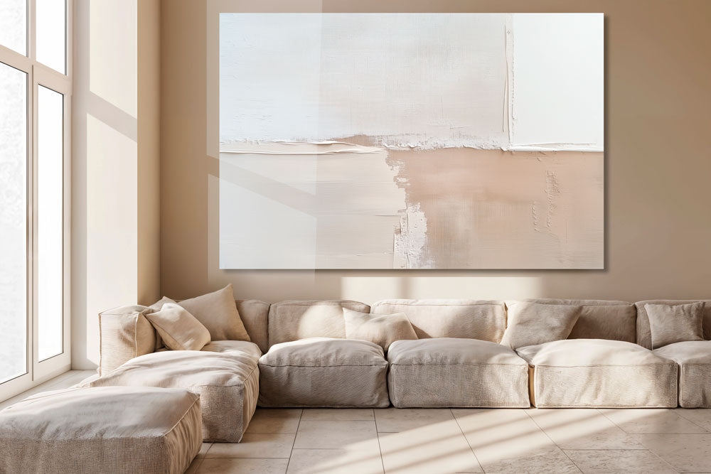 Sand Line” canvas art hanging above sofa in natural-lit room