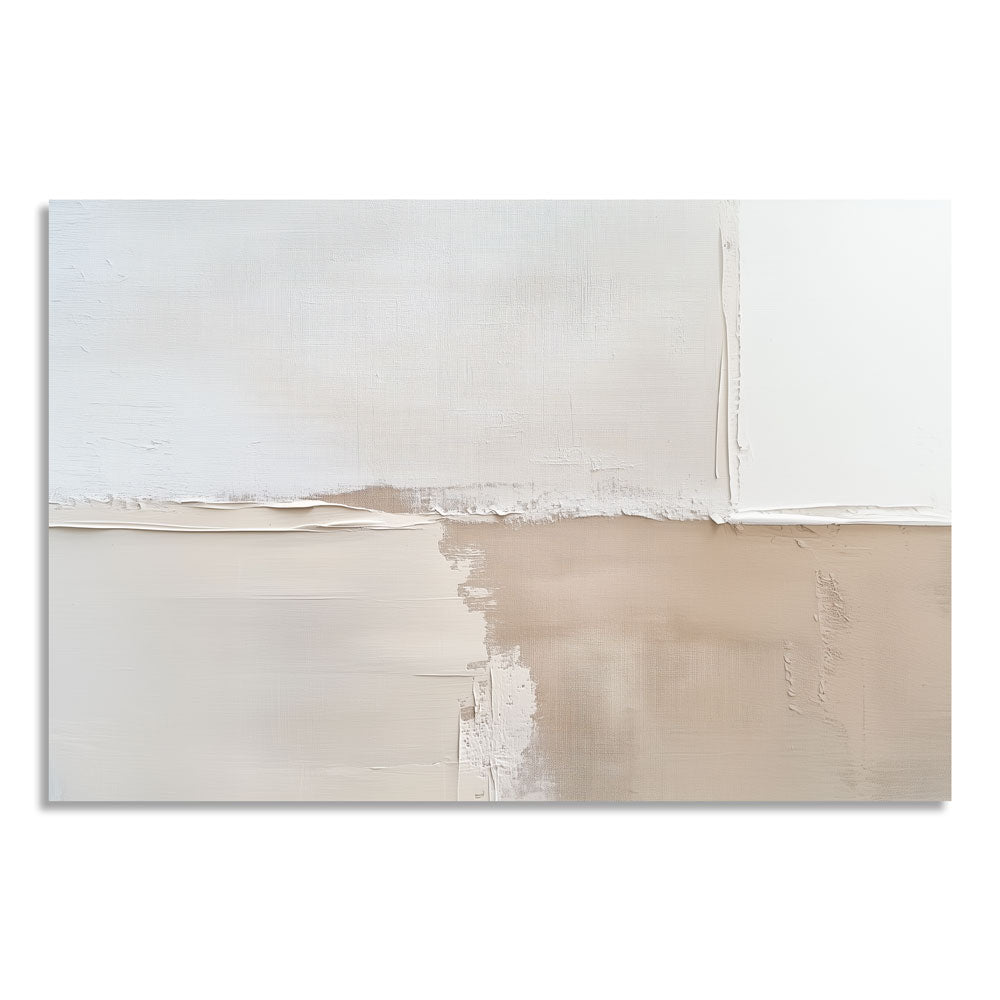 Minimalist “Sand Line” artwork printed on canvas in beige and white shades