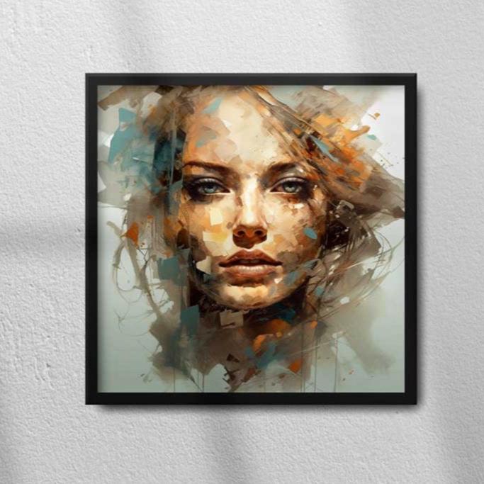 mint abstract art woman face modern interior wall art