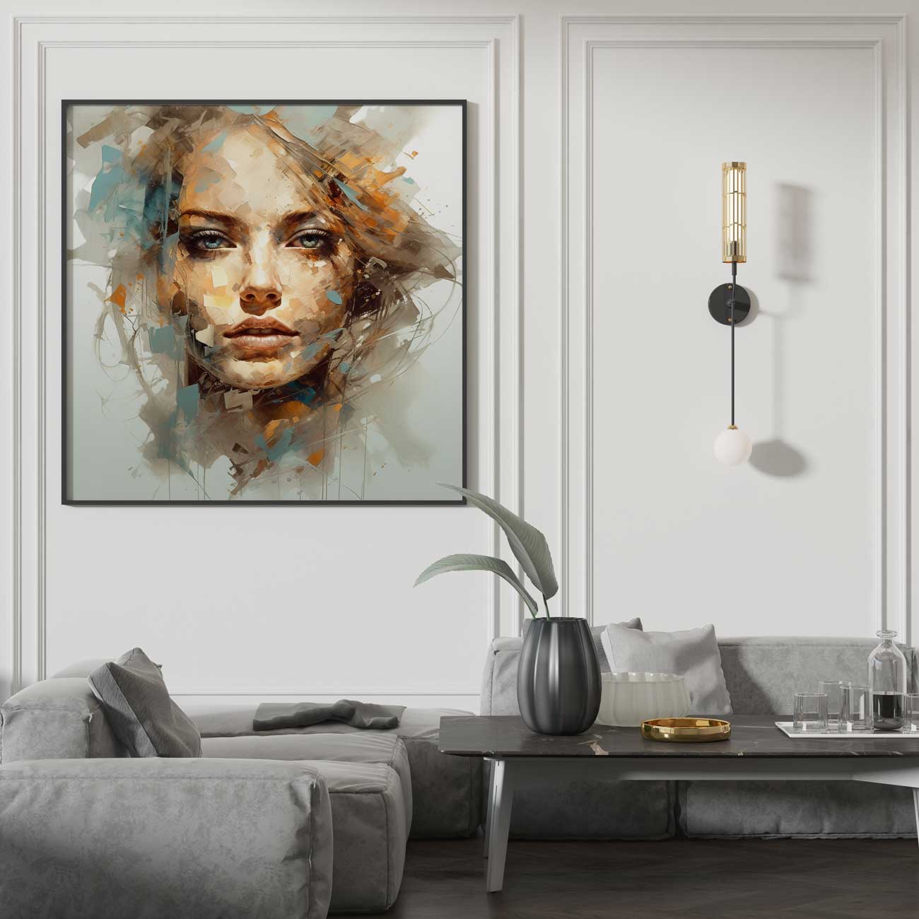 mint abstract art woman face modern interior wall art moderns paveikslas drove