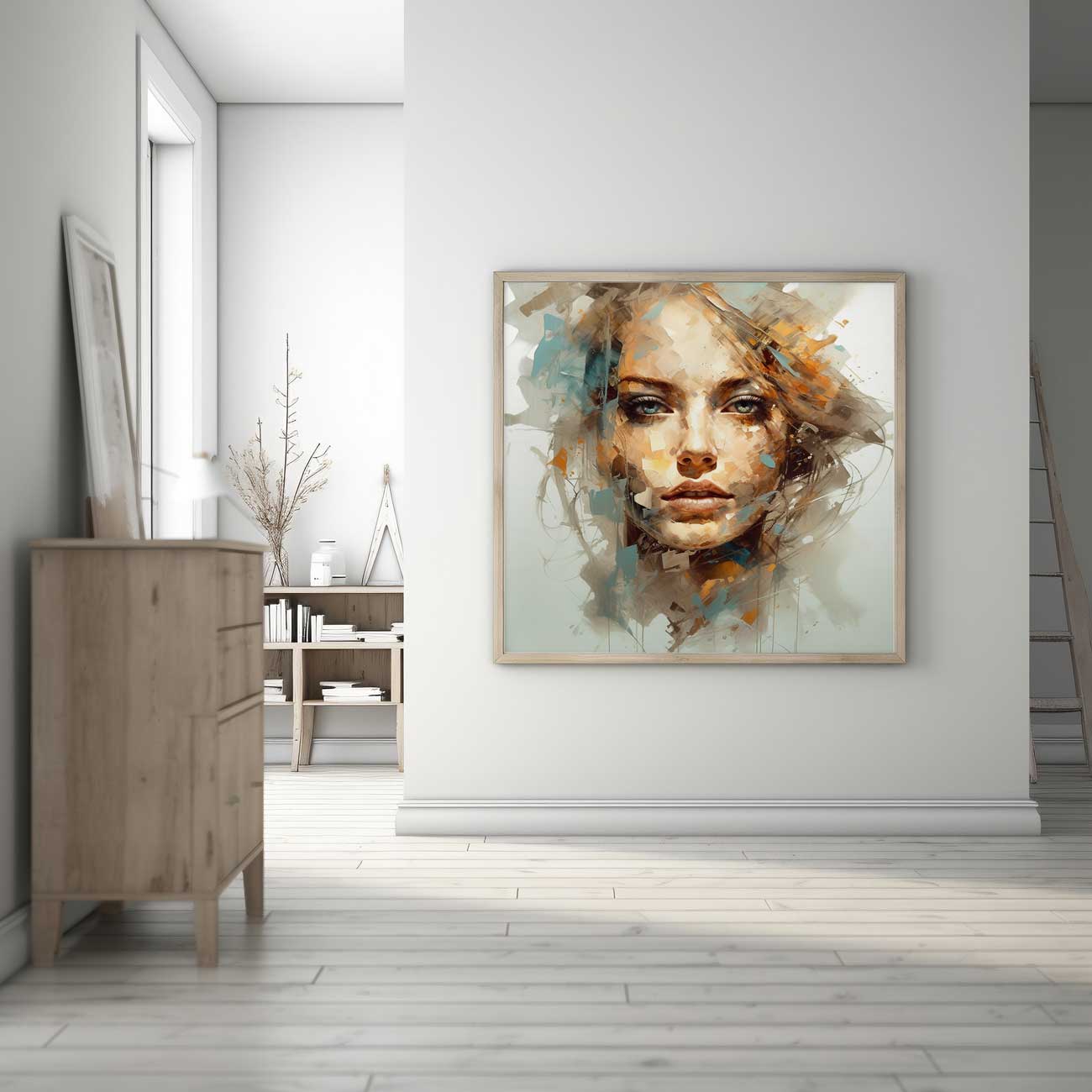 mint abstract art woman face modern interior wall art moderns paveikslas drobe