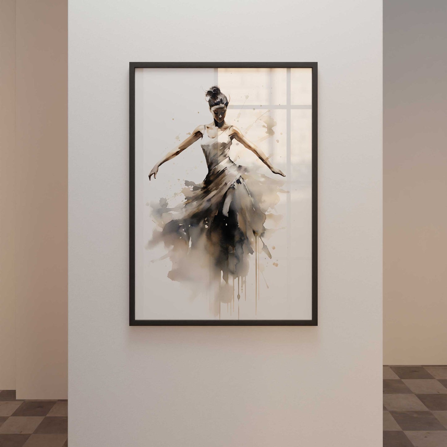 sokeja balerina paveikslas abstarktas modernus medium size nude color