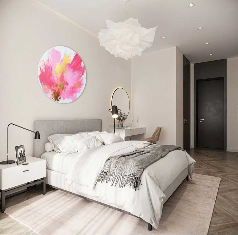 Pink Dance – Round Aluminum Wall Art with Lacquer