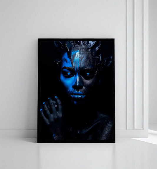 Vibrant Blue in Black - Canvas Print