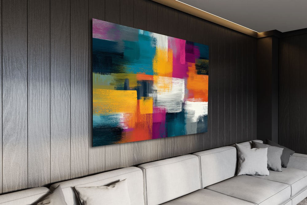 Painting above sofa in a modern interior