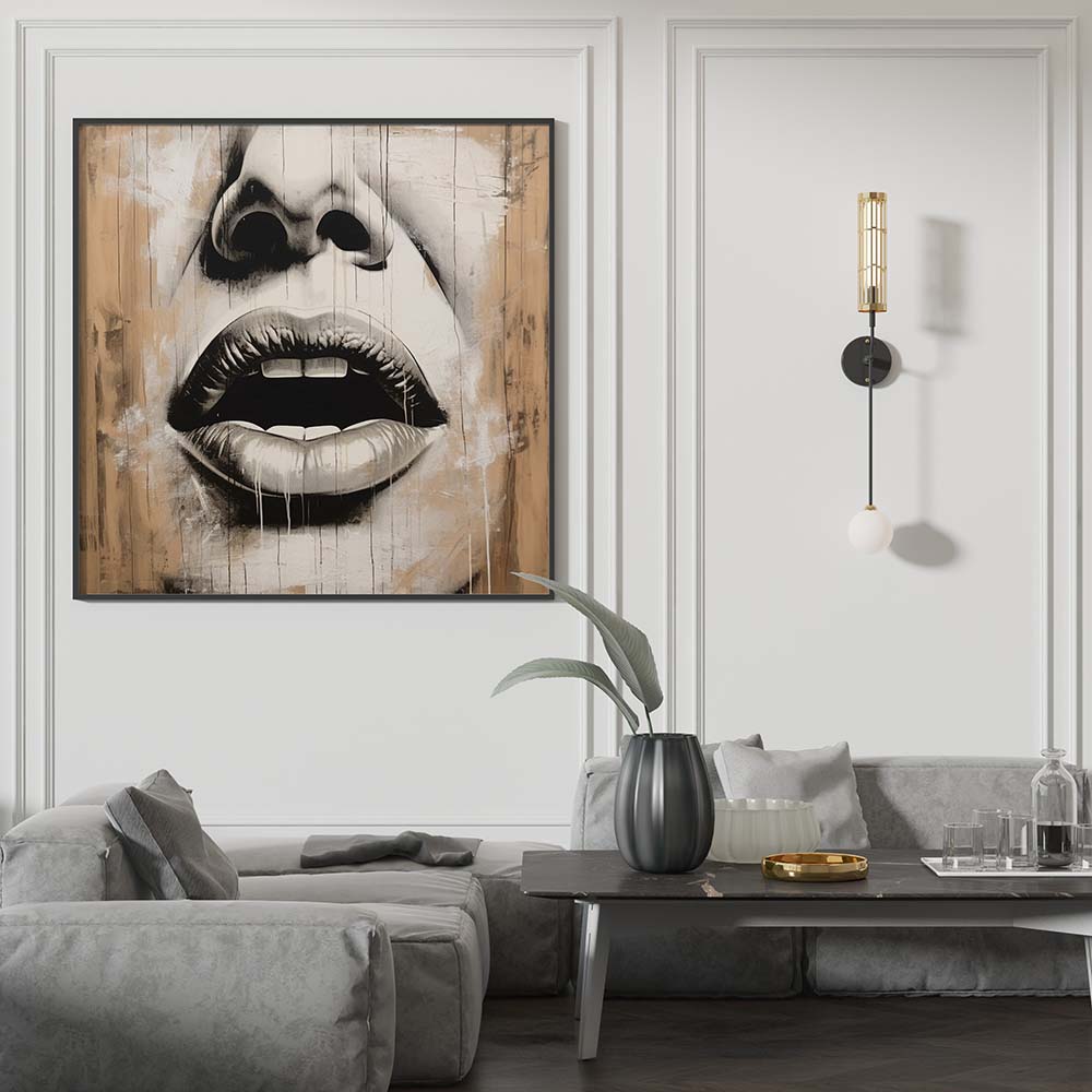 Wood Paint & Lips - Canvas Print