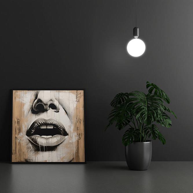 Wood Paint & Lips - Canvas Print