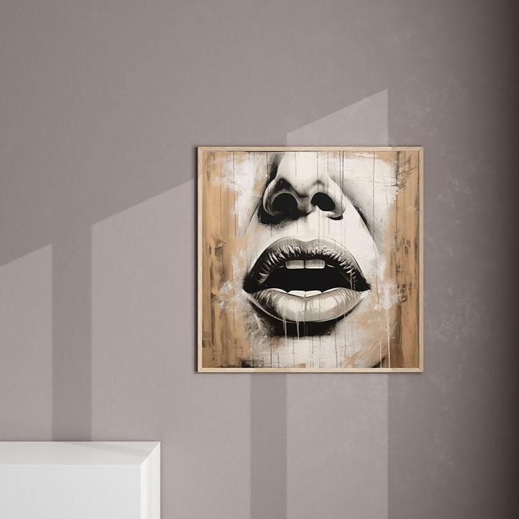 Wood Paint & Lips - Canvas Print