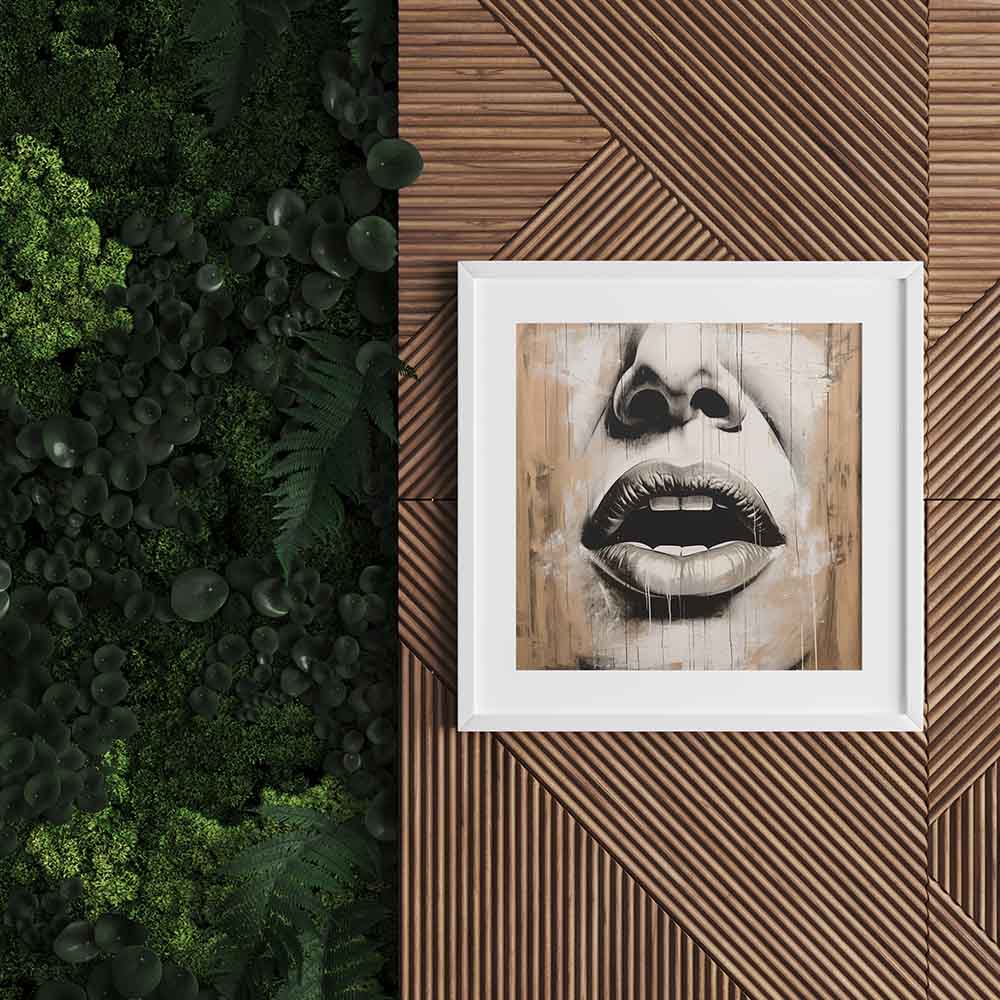 Wood Paint & Lips - Canvas Print