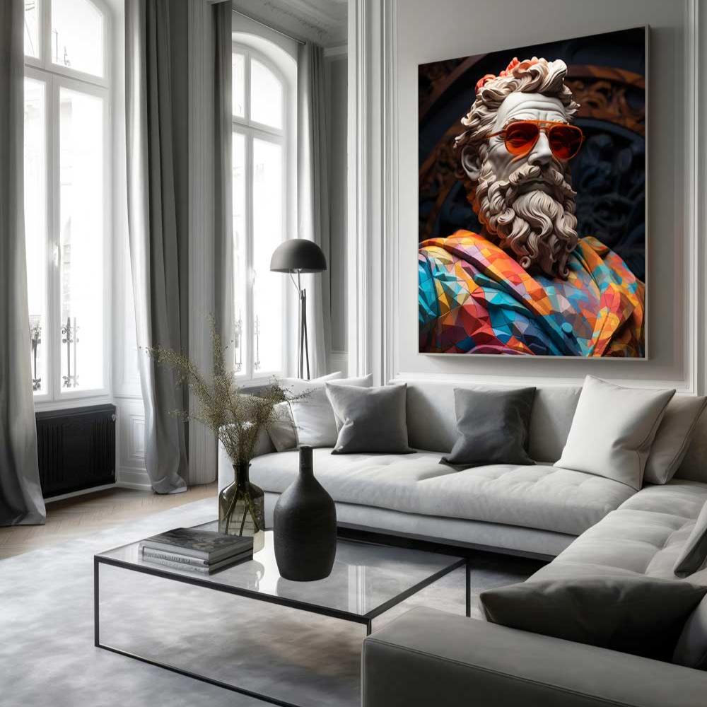 abstract modern man colored face print canvas extra large dideliu didžiu printas