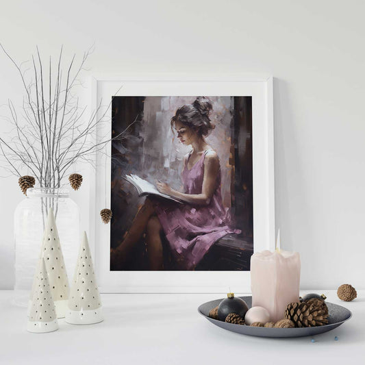 Romantic Book Reader - Canvas