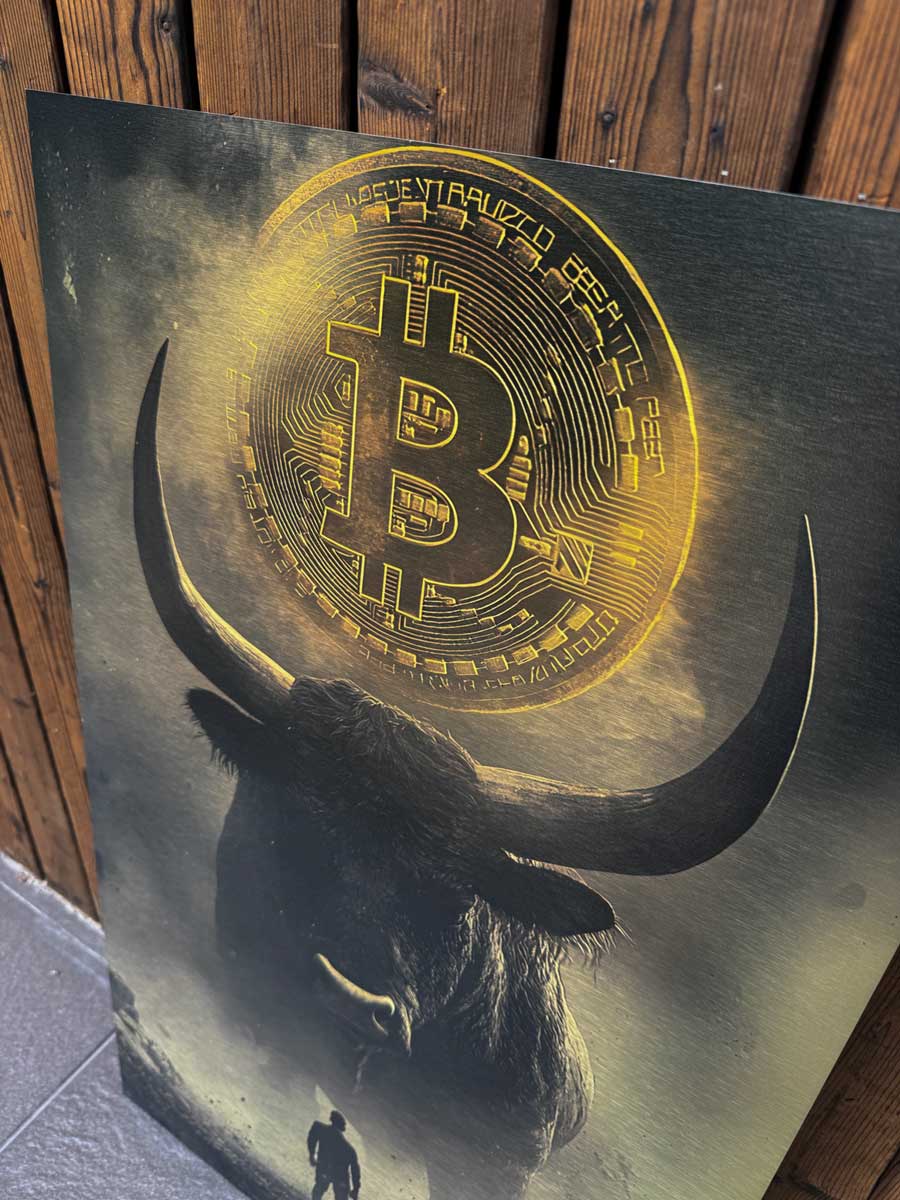 Bitcoin Bulius – Aliuminio paveikslas
