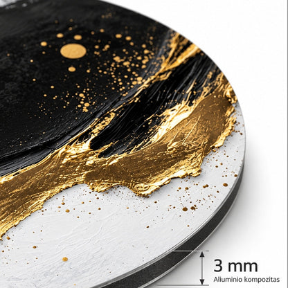 Close-up of the 3 mm aluminium composite panel edge on the round print