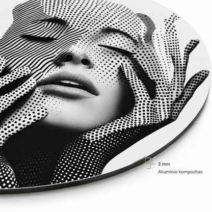 Close-up of the 3 mm aluminium composite panel edge on the round portrait print