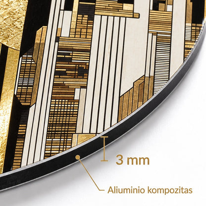 Close-up of the 3 mm aluminium composite panel edge on the round print
