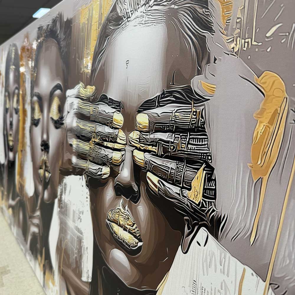 Negirdžiu, Nematau, Nekalbu (Sidabrinė Versija) – Drobė Su Laku