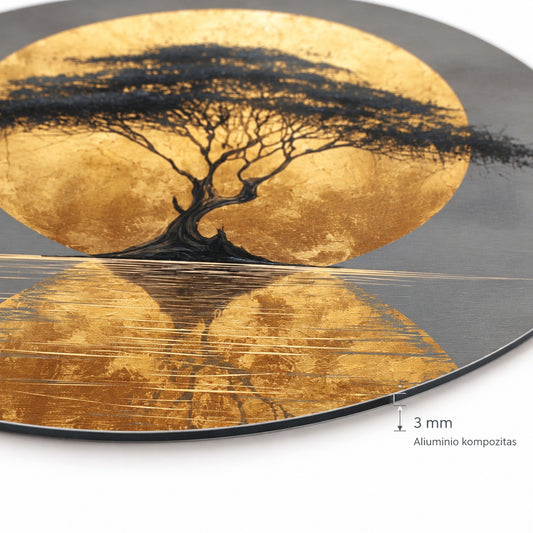 Close-up of the 3 mm aluminium composite panel edge on the round print
