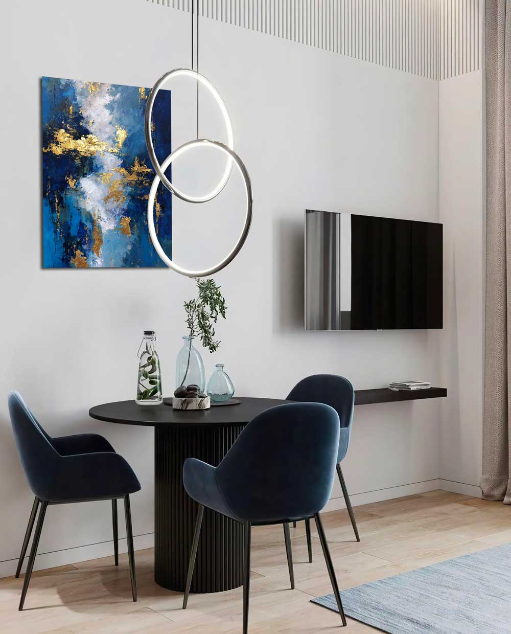 Drobės paveikslas „Nakties Tyla“ moderniame interjere