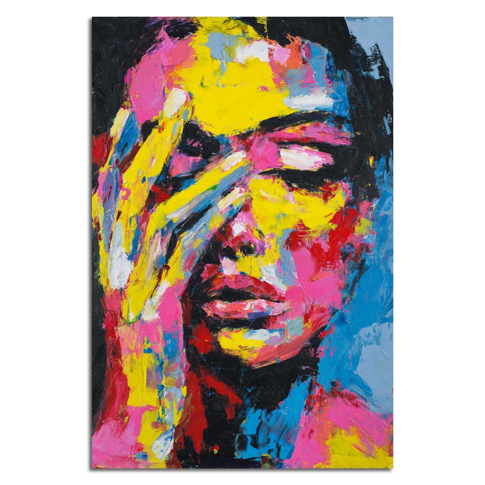 Paveikslas „Užmerktos Mintys“ – ekspresyvus moters portretas ant drobės