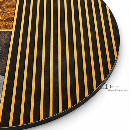 Close-up of the 3 mm aluminium composite panel edge on the round print