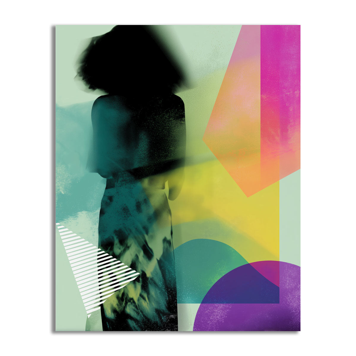 Canvas painting “Color Rhythm” – colorful abstract artwork with female silhouette.
