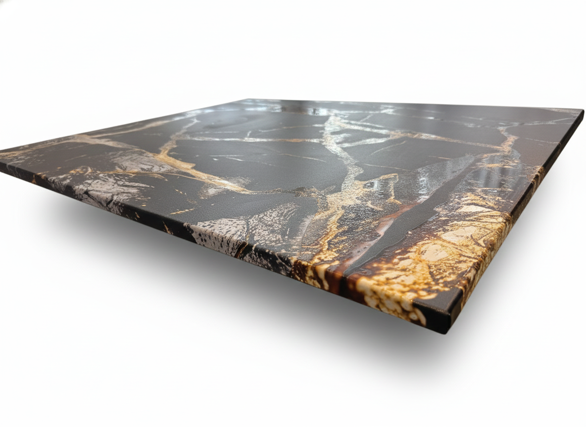 Auksinis Marmuras Ir Akis - Drobė Su Laku