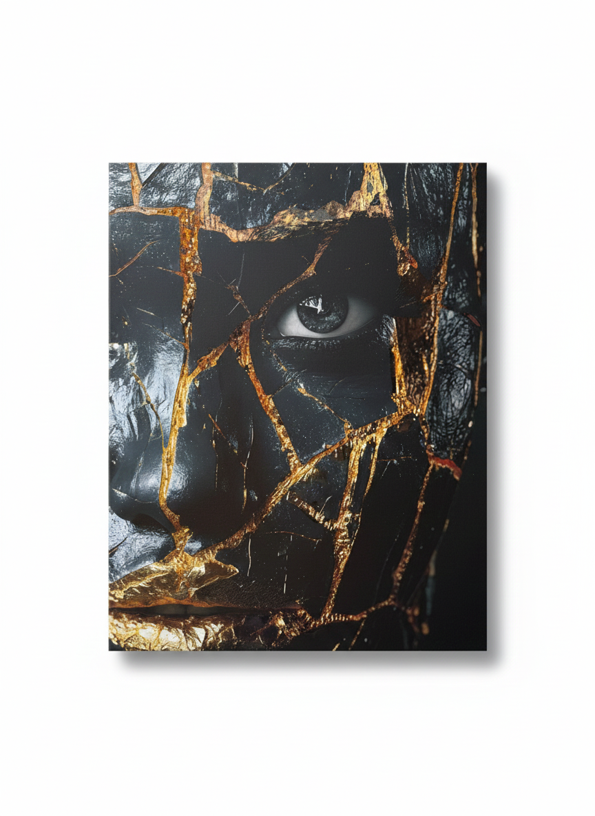 Auksinis Marmuras Ir Akis - Drobė Su Laku