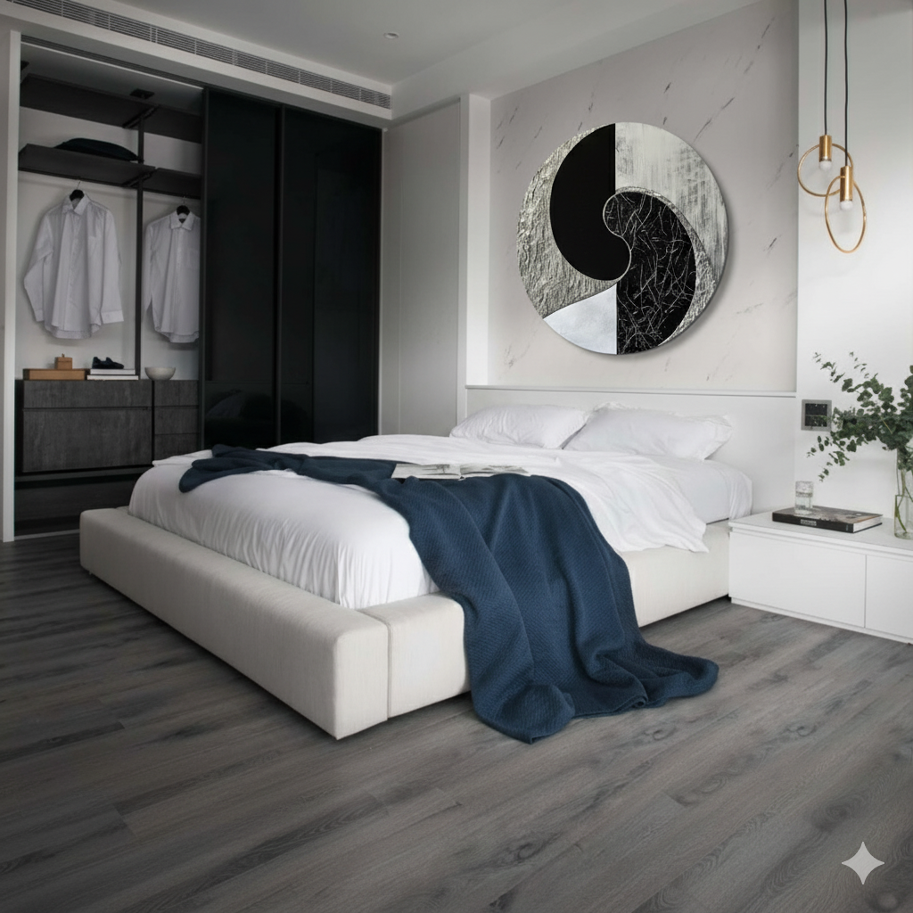 Baltoji Pusiausvyra - Apvalus Aliuminio Paveikslas