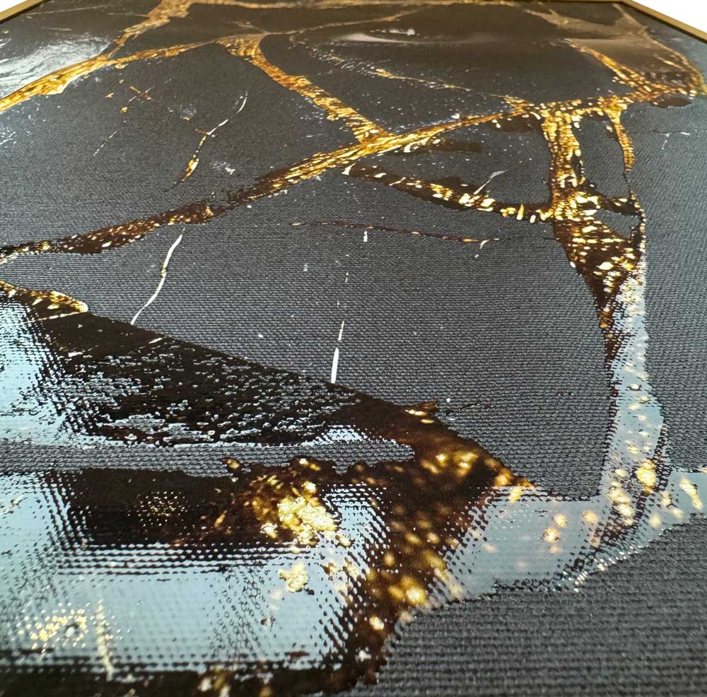 detail print golden shiny glossy canves