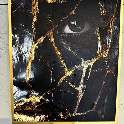 golden print face shiny art eye paveikslas modern