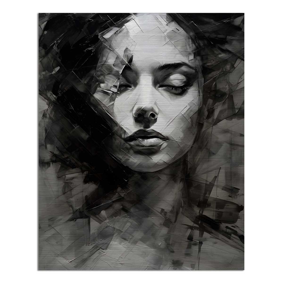 Juodai Balta Abstrakcija - Aliuminio Paveikslas