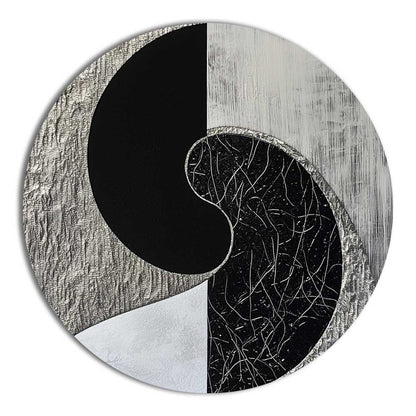Round aluminium artwork “White Balance” without gloss varnish