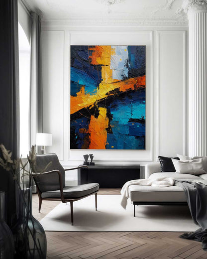 Canvas painting displayed in bright modern interior