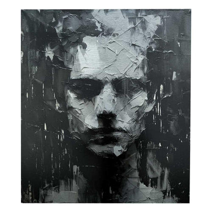 metal postern modern aluminium print mystery man silver black artwork