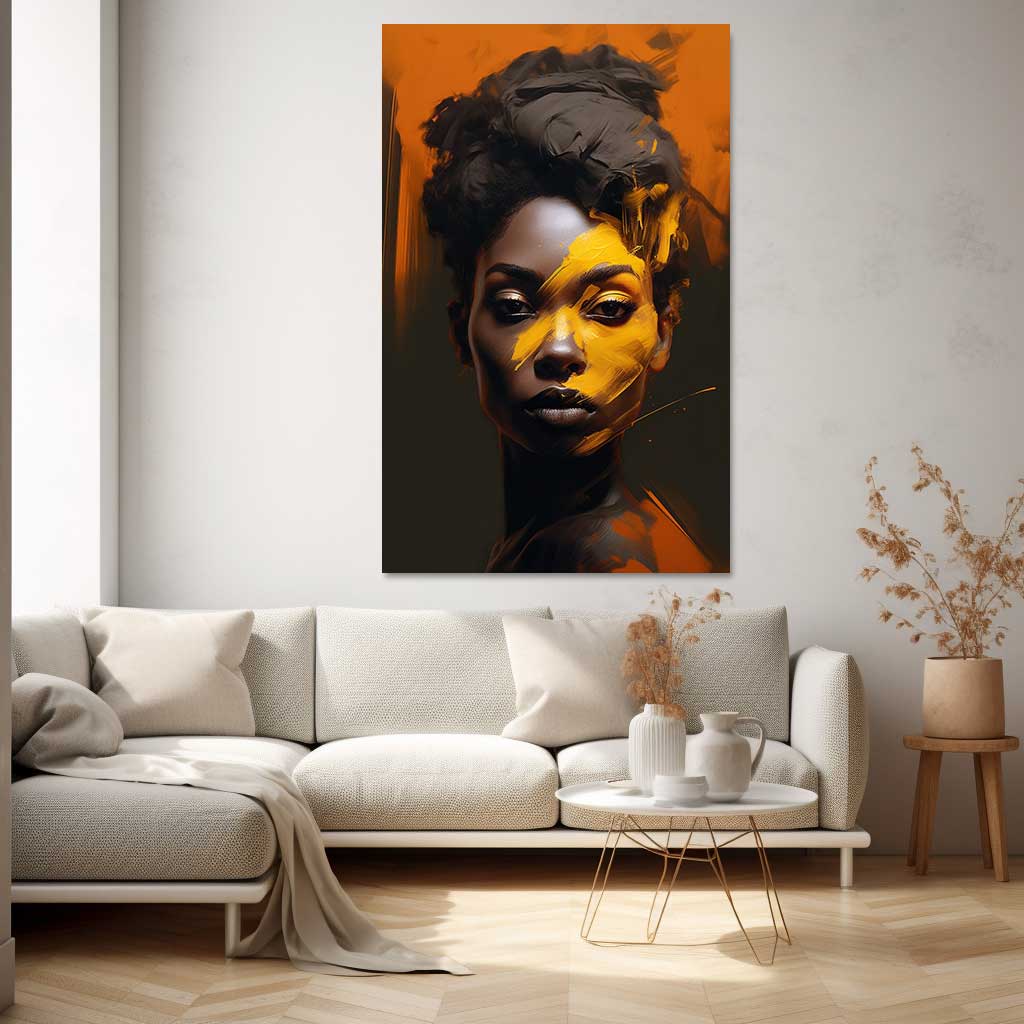black women print yellow red detail modernus menas art afro lady