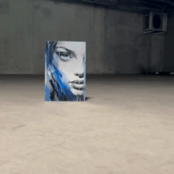 gray blue abstract women face aluminum metal print