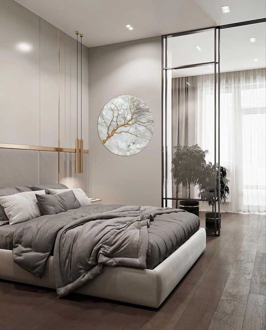 Golden Tree - Round Aluminium + Varnish