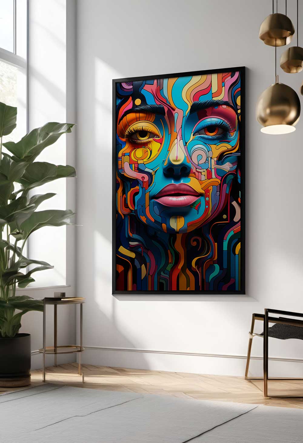 Colorful face portrait in graphic art style