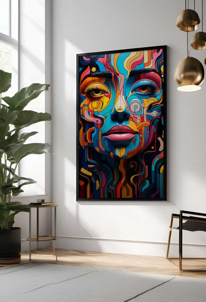 Colorful face portrait in graphic art style