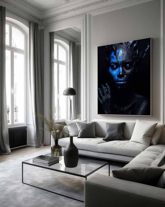 Vibrant Blue in Black - Canvas