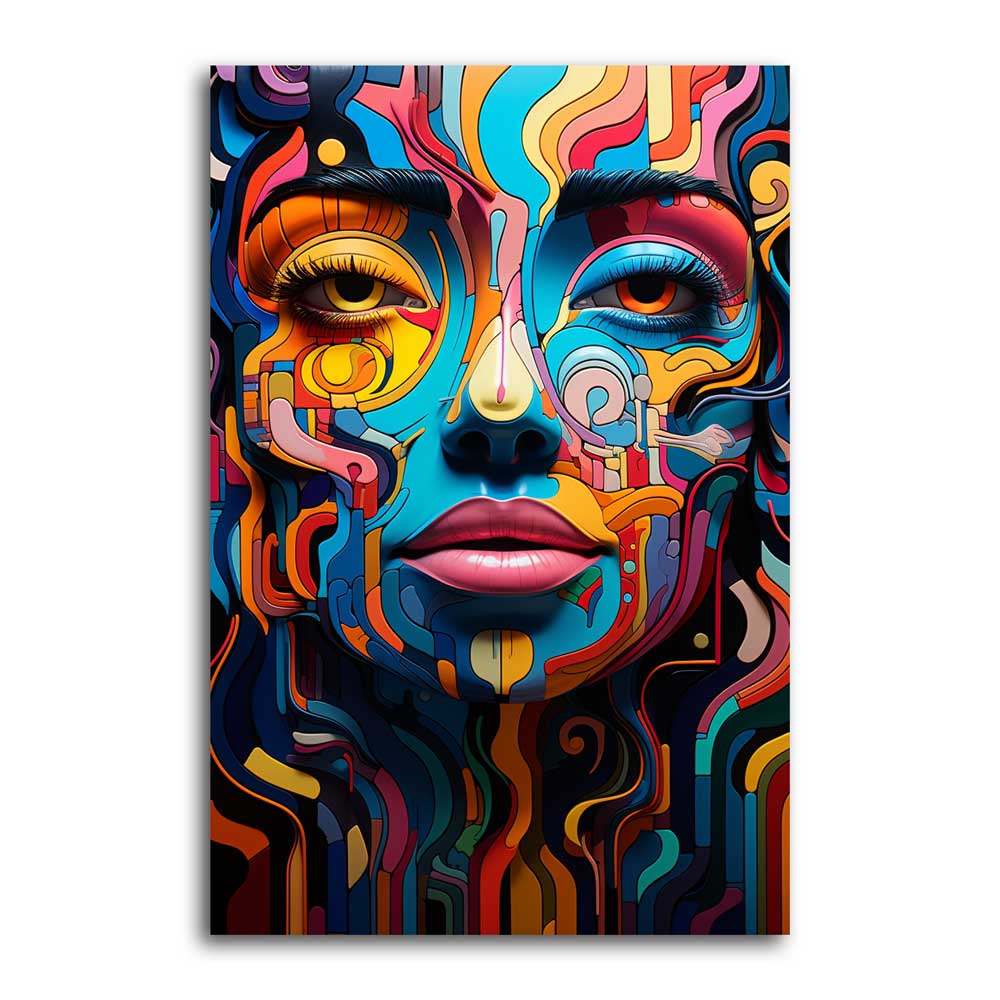 Gaze of Color – expressive female portrait on canvas