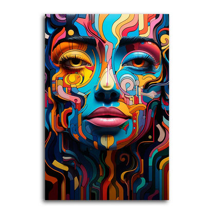 Gaze of Color – expressive female portrait on canvas