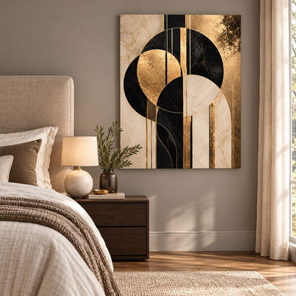 Golden Arcs canvas print — displayed in a bedroom
