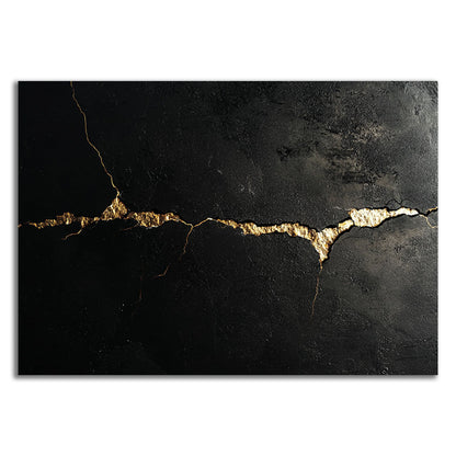 Golden Crack canvas wall art with black background and golden crack finished with lacquer