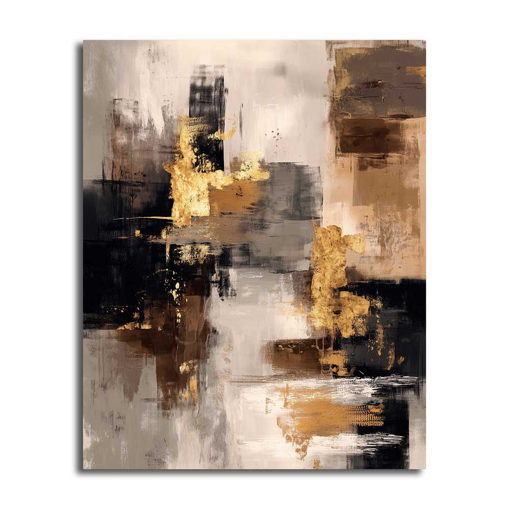 Golden Pulse – canvas painting with glossy golden accents