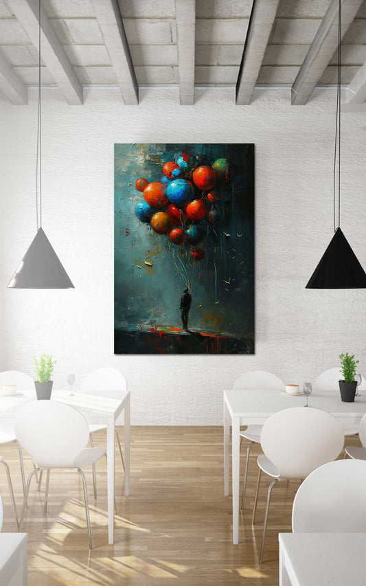 Emotional canvas art symbolizing dreamy ascent